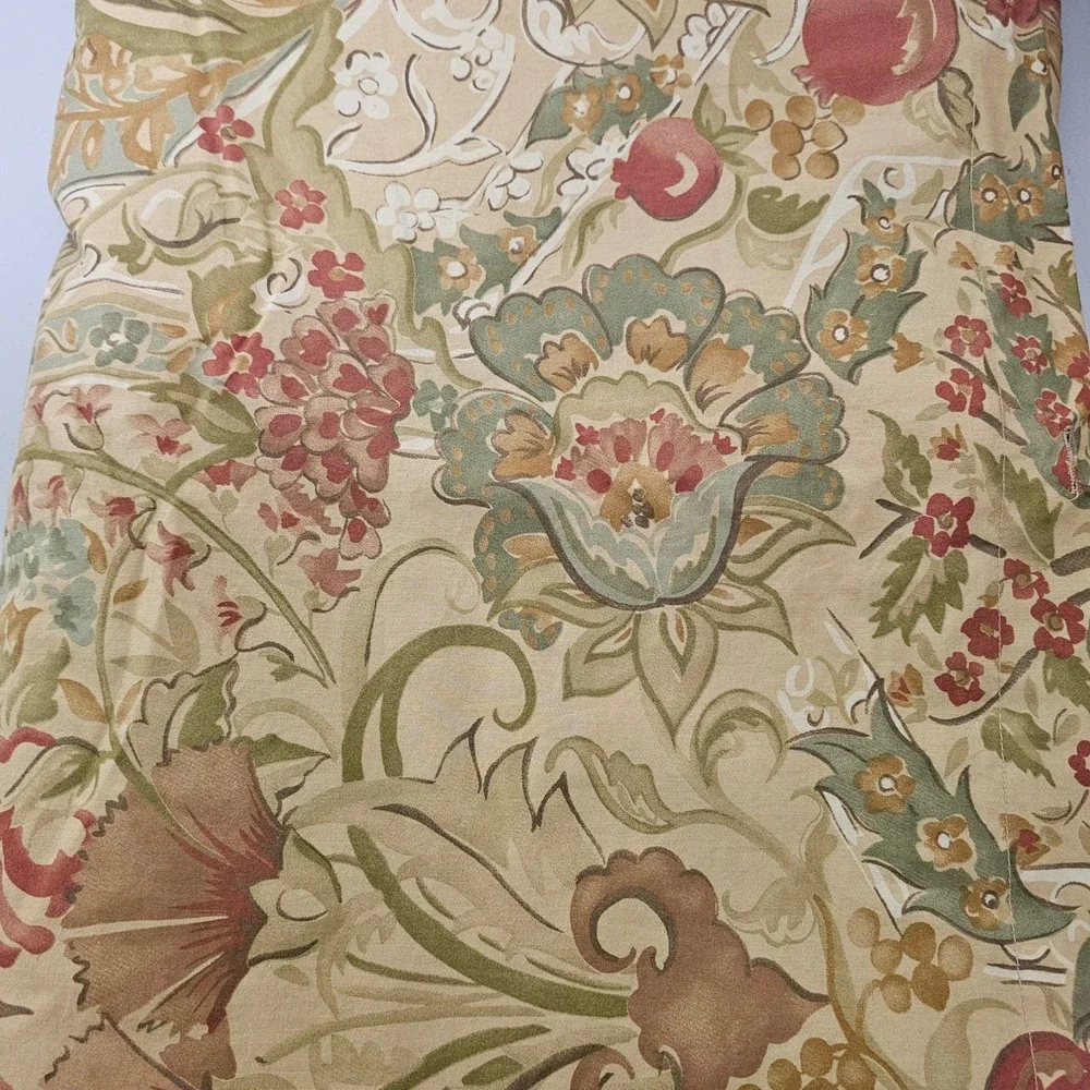 Pottery Barn Delphine Full/Queen Duvet Cover Cotton Pomegranate Floral Tan Green